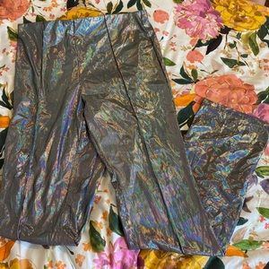 Monki Iridescent Flare Pants